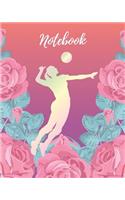 Notebook: Volleyball Girl & Pink Rose - Lined Notebook, Diary, Record, Log Book & Journal - Gift for Girls Teens Women Player Coaches Who Love Volleyball Spor