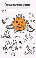 Primary Composition Notebook: Dinosaurs in Costumes Pumpkin & Ghost Eggs - Dashed Midline with Picture Space Creative Draw and Write Story Journal for kids, Kindergarten to Early(2 Dinosaur & Halloween Elementary Grades K-2 Books)