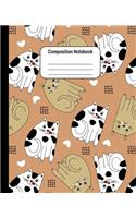 Composition Notebook - Brown and White Cats: College Ruled Blank Lined Cute Notebooks for Girls Women Teens Kids School Writing Notes Journal (7.5 x 9.25 in)