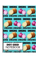 (dot Grid Notebook): Bold Trendy Onion Blue Pattern Novelty Gift: Onion Dot Grid Notebook for Kitchen, Cooking Men and Women