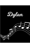 Dylan: Sheet Music Note Manuscript Notebook Paper - Personalized Custom First Name Initial D - Musician Composer Instrument Composition Book - 12 Staves a 