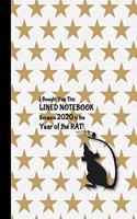 2020 Is The Year of The Rat: Gold Stars Notebook 8 x 10 inch College Ruled Composition Exercise Book 100 pages Lined Journal(9 2020 Year of the Rat Notebooks)