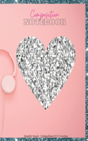 Composition Notebook College Ruled 8X10 inches: Large Silver Glow Pink College Notebook, Wide Ruled Paper Notebook Book for Girls, Kids, Teens and Women of All Ages, Lined Journal, Glitter Diary, 