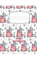 Piggy Notebook: Cute Pig Composition Book 7.44" x 9.69" 120 Pages 4 x 4 Graph Paper For Plotting Graphs