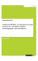 Analyse des Werkes, À l'ami qui ne m'a pas sauvé la vie von Hervé Guibert. Autobiographie oder Autofiktion?