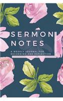 Sermon Notes: A Weekly Journal For Recording and Reflection: A Watercolor and Floral Notebook on Navy Background for the Trendy Christian Woman