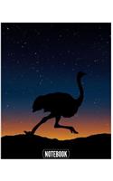 Notebook: Cute Ostrich Composition Notebook/Journal for Adult/Children to Writing (8x10 Inch.) College Ruled Lined Paper 120 Blank Pages (SUNSET ORANGE&BLUE&B