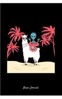 Alien Llama Journal: Dot Grid Journal - Alien With A Llama With Beach Elements Cute Animal Gift Idea - black Dotted Diary, Planner, Gratitude, Writing, Travel, Goal, Bul