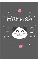 Hannah: A cute personalized panda notebook/ diary for girls and women, with 100 lined pages in 6x9 inch format. Personal Diary Personalized Journal Customiz