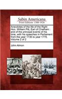 Anecdotes of the Life of the Right Hon. William Pitt, Earl of Chatham