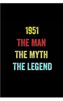 1951 The Man The Myth The Legend: 6 X 9 Blank Lined journal Gifts Idea - Birthday Gift Lined Notebook / journal gift for men - Soft Cover, Matte Finish