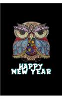 Funny New Year Owl Color Lights: Blank Lined Notebook Journal for Work, School, Office - 6x9 110 page
