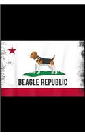 Beagle Republic: Beagle Republic with Distressed Flag and Beagle Dog Journal/Notebook Blank Lined Ruled 6x9 100 Pages