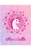 Annabelle: Unicorn Large Blank Primary Sketchbook Paper - Pink Purple Magical Horse Personalized Letter A Initial Custom First Name Cover - Drawing Sketch Book