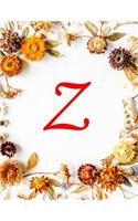 Z: Monogram Initial Five Column Ledger Cash Book, Accounting Ledger Notebook, Business Ledger Book - Fall Flowers, 8.5 x 11, 100 pages(26 Five Column Ledger)