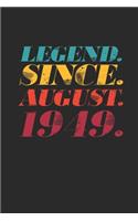 Legend Since August 1949: Graph Paper Notebook / Journal (6" X 9" - 5 Squares per inch - 120 Pages) - 70th Birthday Gift Idea