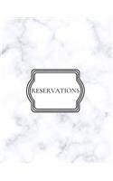 Reservations: Guest Log Book for Restaurants/ Hostess Journal White Marble