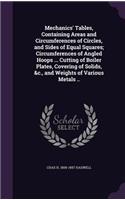 Mechanics' Tables, Containing Areas and Circumferences of Circles, and Sides of Equal Squares; Circumferences of Angled Hoops ... Cutting of Boiler Plates, Covering of Solids, &c., and Weights of Various Metals ..