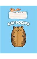 Cornell Notebook: Cat Potato Funny Cute Fat Potato Feline Animal Pretty Cornell Notes Notebook for Work Marble Size College Rule Lined for Student Journal 110 Pages o