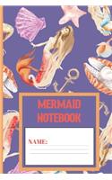 Mermaid Notebook: Mermaid gifts for women and girls: cute Scampi color pattern blank Lined notebook/Journal to write in.