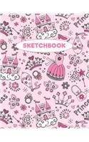 Princess Sketchbook: Pink Princess Pattern: 120 Pages of 8.5