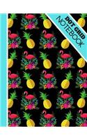 Dot Grid Notebook: Bright Tropical Flamingo and Pineapple Print - Dotted Bullet Style Notebook for Men and Women
