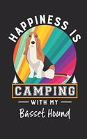 Happiness Is Camping with My Basset Hound: Basset Hound Dog Breed Journal Lined Blank Paper