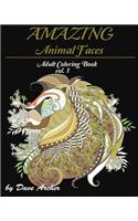 Amazing Animal Faces: Blue Dream Adult Coloring Book Designs Vol. 1
