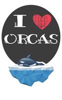 I Heart Orcas: A Cute Orca Lovers Journal / Notebook / Diary Perfect for Birthday Present or Christmas Gift Great for kids, Teens or Students(6x9 - 110 Blank Lined