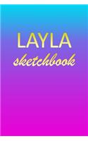 Layla: Sketchbook - Blank Imaginative Sketch Book Paper - Pink Blue Gold Custom Letter L Personalized Cover - Teach & Practice Drawing for Experienced & As