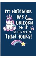 My Note Book Has A Unicorn On It So It's Better Than Yours: Pretty Unicorn Mom Blank Lined Journal For Girls