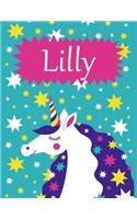 Lilly: Personalized Name Notebook/Journal for Girls with Unicorn (Personalised Birthday and Christmas Gifts)