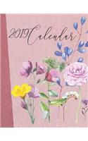 2019 Calendar: Watercolour Flowers with Inspirational Quotes on Pink Concrete Cover