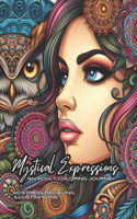 Mystical Expressions: An Adult Coloring Journey: 40 Stress Relieving Illustrations, Mandala Patterns, Flowers, Faces And More