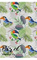 Bird Watching Log: Bird Journal NoteBook For Birdwatching Lovers, Cute Toucan Bird Forest Pattern
