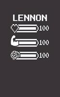 Lennon: Pixel Retro Game 8 Bit Design Blank Composition Notebook College Ruled, Name Personalized for Girls & Women. Gaming Desk Stuff for Gamer Girls. Funn