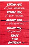 Behind You All Your Memories Before You All Your Dreams Happy 73rd Birthday