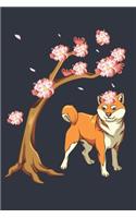 Shiba Inu Dog Japanese Cherry Blossom Sakura Flower Festival: Funny Cute Akita Inu Kawaii Kanji Spirit Animal - 120 Blank Lined Paper Diary Memory Notebook Journal to Write in for Japan Fans, Japanese Language 