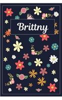 Brittny: Lined Writing Notebook with Personalized Name 120 Pages 6x9 Flowers