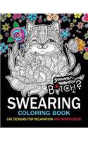 Swearing Coloring book: An Adult coloring book: Cat design with swear word and flower