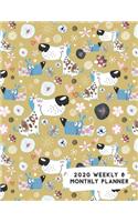 2020 Weekly & Monthly Planner: Funny Dog Flowers Hearts Themed Calendar & Journal