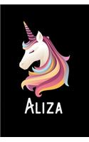 Aliza: Journal (Diary, Notebook) Personalized Custom Name Unicorn Birthday Gift for Girls and Women