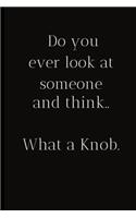 Do you ever look at someone and think..What a Knob.: For the Annoying People in your life. Keep a record of all the dumb ass things they say.Sarcastic relationship. Cheeky, Funny gift.Size 6" x 9" .120