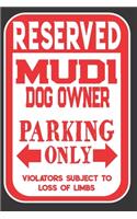 Reserved Mudi Dog Owner Parking Only. Violators Subject To Loss Of Limbs