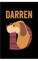 Darren: Animals Coloring Book for Kids, Weekly Planner, and Lined Journal Animal Coloring Pages. Personalized Custom Name Initial Alphabet Christmas or Birt