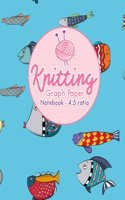 Knitting Graph Paper Notebook - 4: 5 Ratio: Knitters Graph Paper Journal, Knitting Design Graph Paper, Blank Knitting Patterns Book, Asymmetric Knitting Designs Pages, Cute Funky Fish