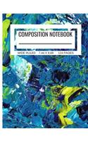 Composition Notebook Wide Ruled 7.44 x 9.69 124 Pages: Colorful Abstract Art Notebooks for Girls Teens Kids School Writing Notes Journal (Composition Notebook)