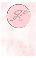 H: Monogram Journal Monogrammed with Personalized Rose Gold Letter 'h'(8 Pastel Pink Rose Gold Monogram)