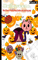 Halloween- Word Search Puzzle, Maze, Sudoku and Coloring Page