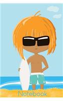 Cool Surfer Dude on the Beach Notebook